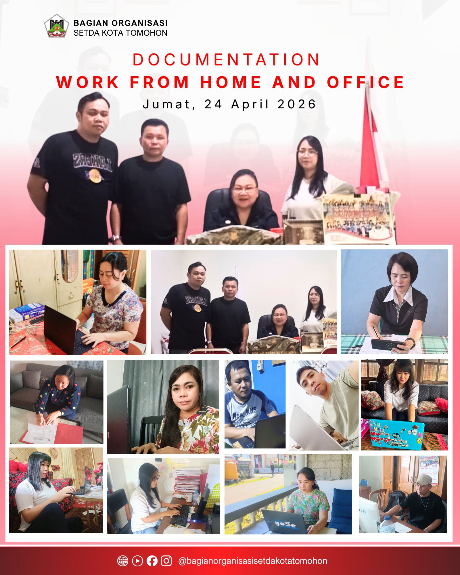 Sistem Kerja Work From Home (WFH) dan Work From Office (WFO), Bagian Organisasi Setda Kota Tomohon Pastikan Kinerja Optimal