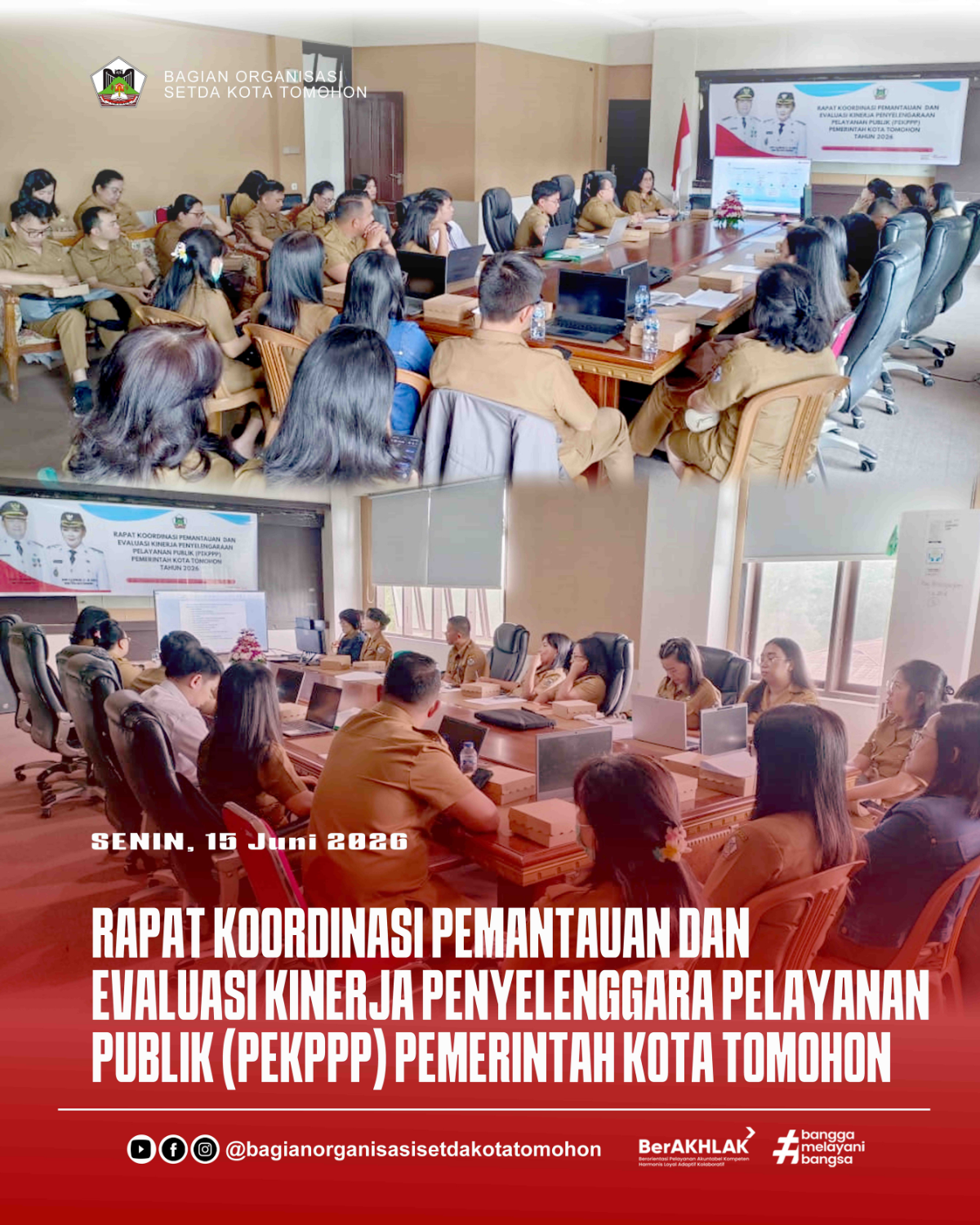 Bagian Organisasi Gelar Rakor Pemantauan dan Evaluasi Kinerja Penyelenggara Pelayanan Publik
